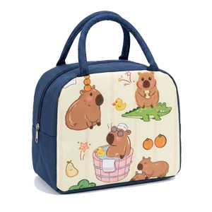 Kids’ Cartoon-Themed Insulated Thermal Lunch Bag, with Aluminum Inner Layer for School, Picnics and Travel, Dark Blue (D0-2)